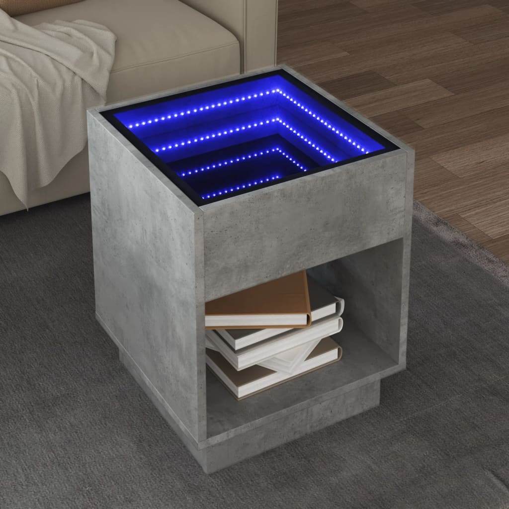 Table basse avec LED infini gris béton 40x40x50 cm Tables basses vidaXL   