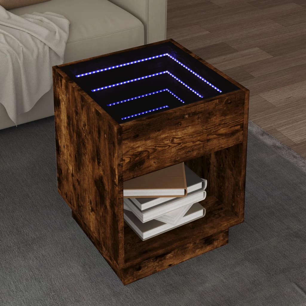 Table basse avec LED infini chêne fumé 40x40x50 cm Tables basses vidaXL   