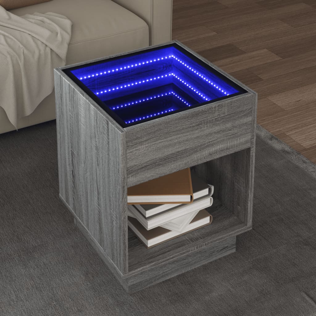 Table basse avec LED infini sonoma gris 40x40x50 cm Tables basses vidaXL   