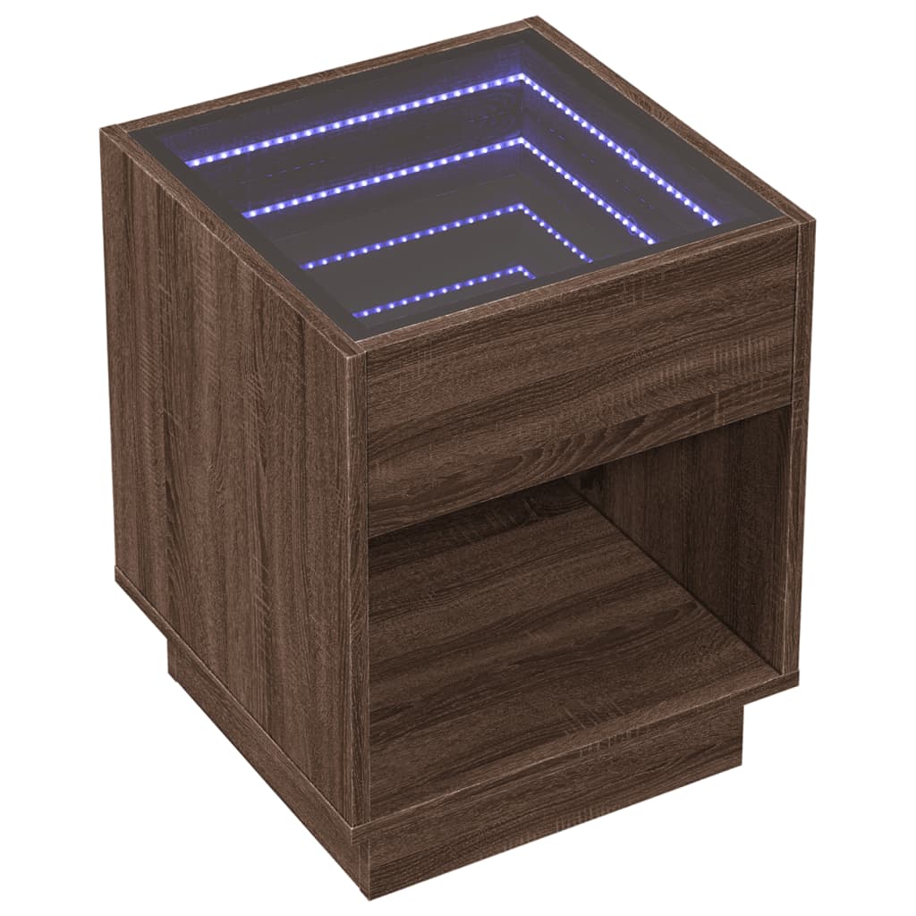 Table basse avec LED infini chêne marron 40x40x50 cm Tables basses vidaXL   