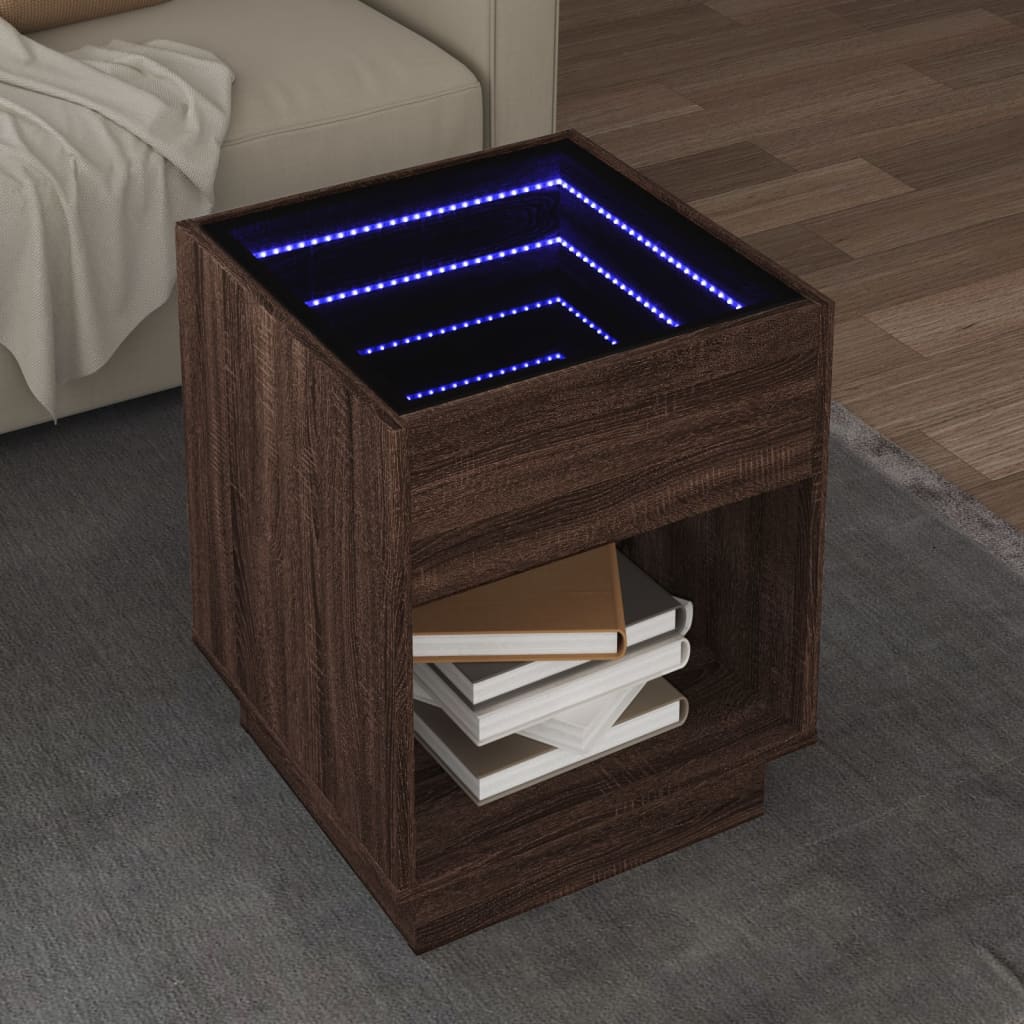 Table basse avec LED infini chêne marron 40x40x50 cm Tables basses vidaXL   