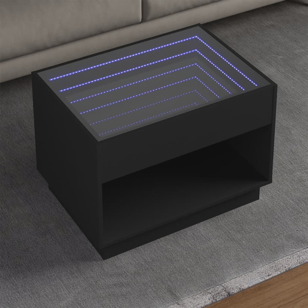 Table basse avec LED infini noir 70x50x50 cm Tables basses vidaXL   