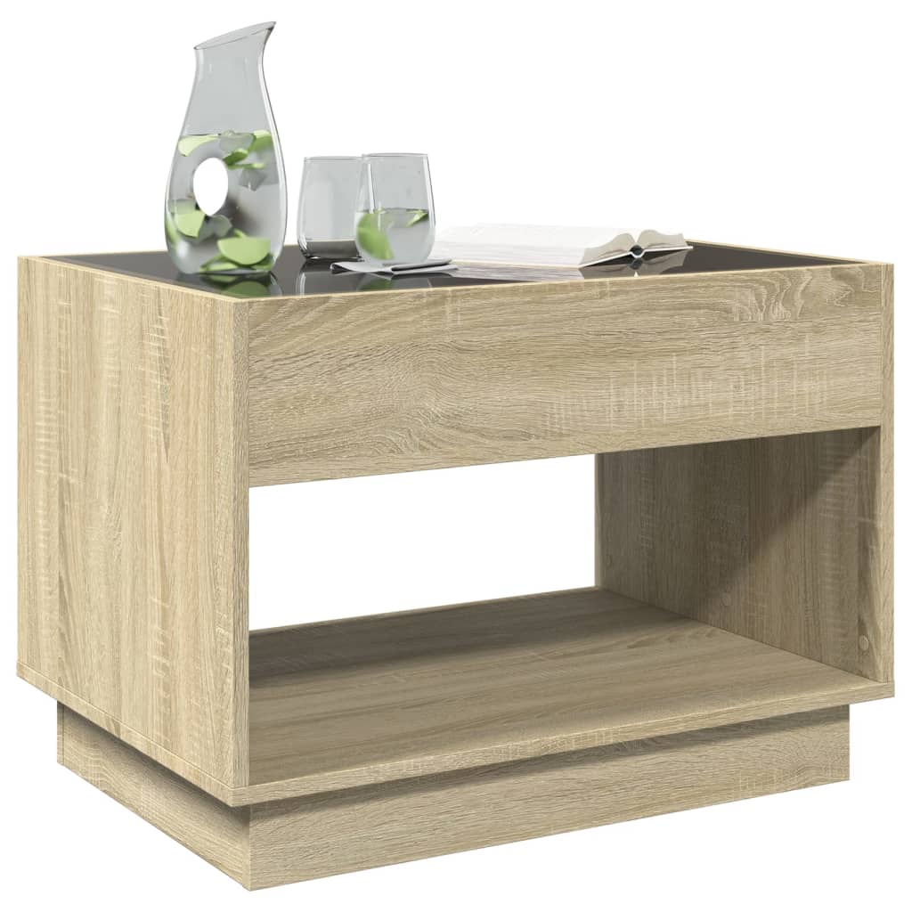 Table basse avec LED infini chêne sonoma 70x50x50 cm Tables basses vidaXL   