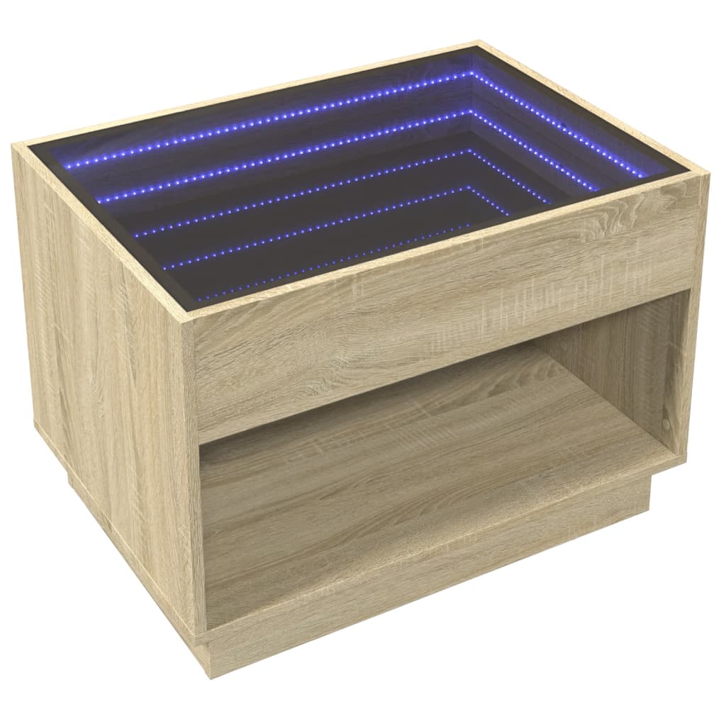 Table basse avec LED infini chêne sonoma 70x50x50 cm Tables basses vidaXL   