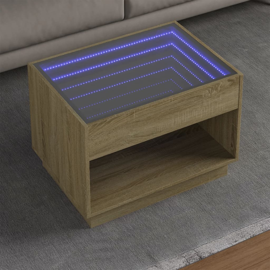 Table basse avec LED infini chêne sonoma 70x50x50 cm Tables basses vidaXL   