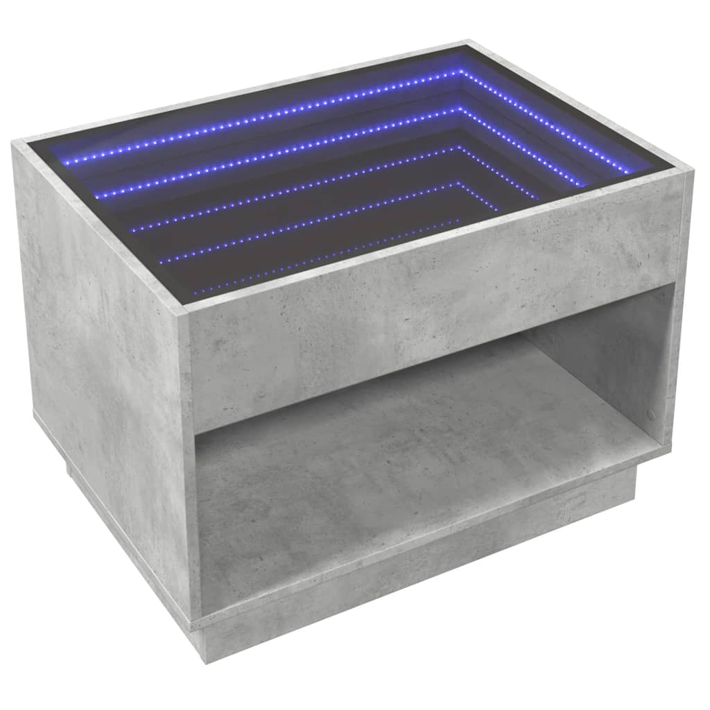 Table basse avec LED infini gris béton 70x50x50 cm Tables basses vidaXL   