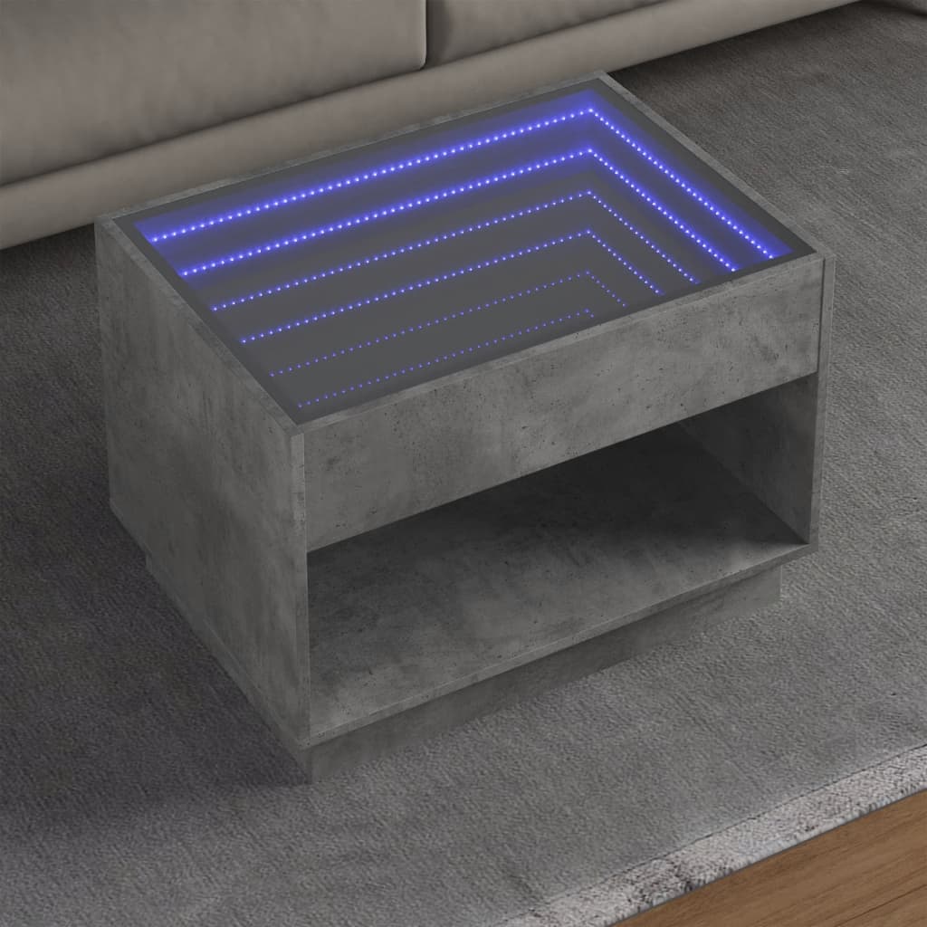 Table basse avec LED infini gris béton 70x50x50 cm Tables basses vidaXL   