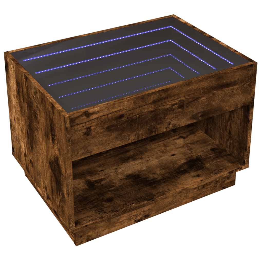 Table basse avec LED infini chêne fumé 70x50x50 cm Tables basses vidaXL   