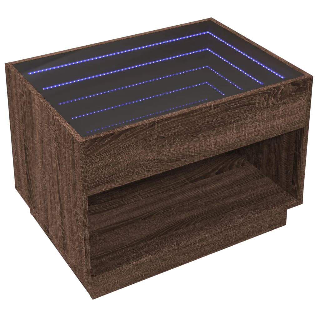 Table basse avec LED infini chêne marron 70x50x50 cm Tables basses vidaXL   