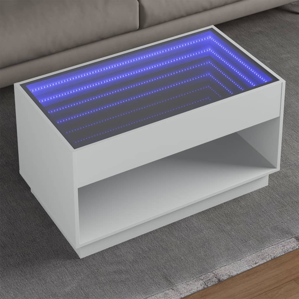 Table basse avec LED infini blanc 90x50x50 cm Tables basses vidaXL   