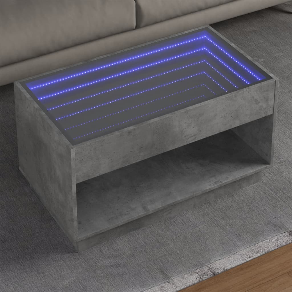 Table basse avec LED infini gris béton 90x50x50 cm Tables basses vidaXL   