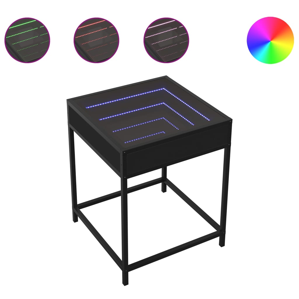 Table basse avec LED Infinity noir 40x40x51 cm Tables basses vidaXL   