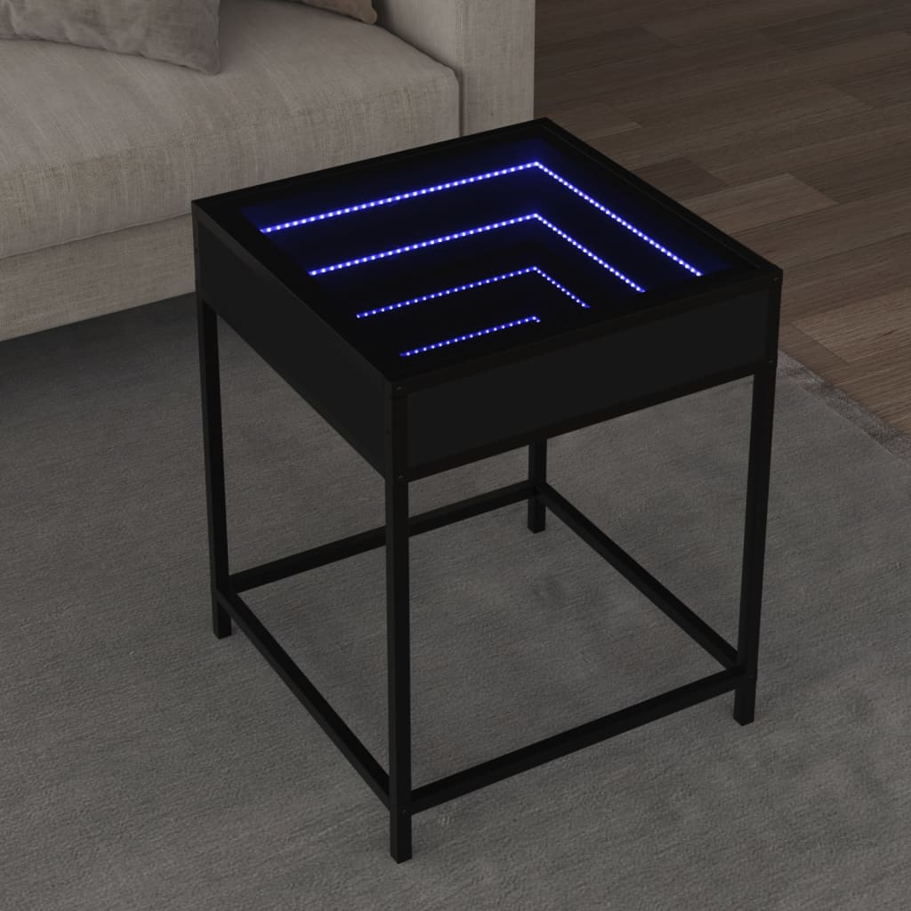 Table basse avec LED Infinity noir 40x40x51 cm Tables basses vidaXL   