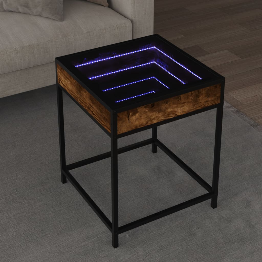 Table basse avec LED Infinity chêne fumé 40x40x51 cm Tables basses vidaXL   