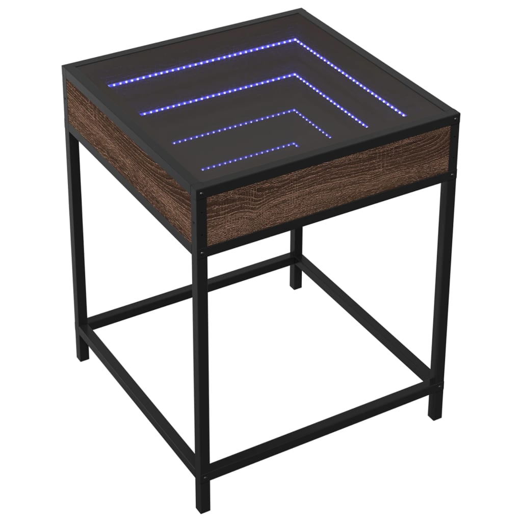 Table basse avec LED Infinity chêne marron 40x40x51 cm Tables basses vidaXL   