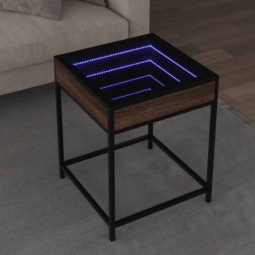 Table basse avec LED Infinity chêne marron 40x40x51 cm Tables basses vidaXL   