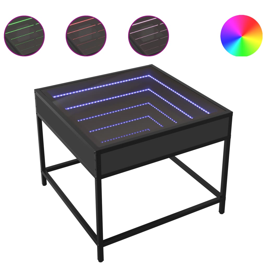 Table basse avec LED Infinity noir 50x50x41 cm Tables basses vidaXL   