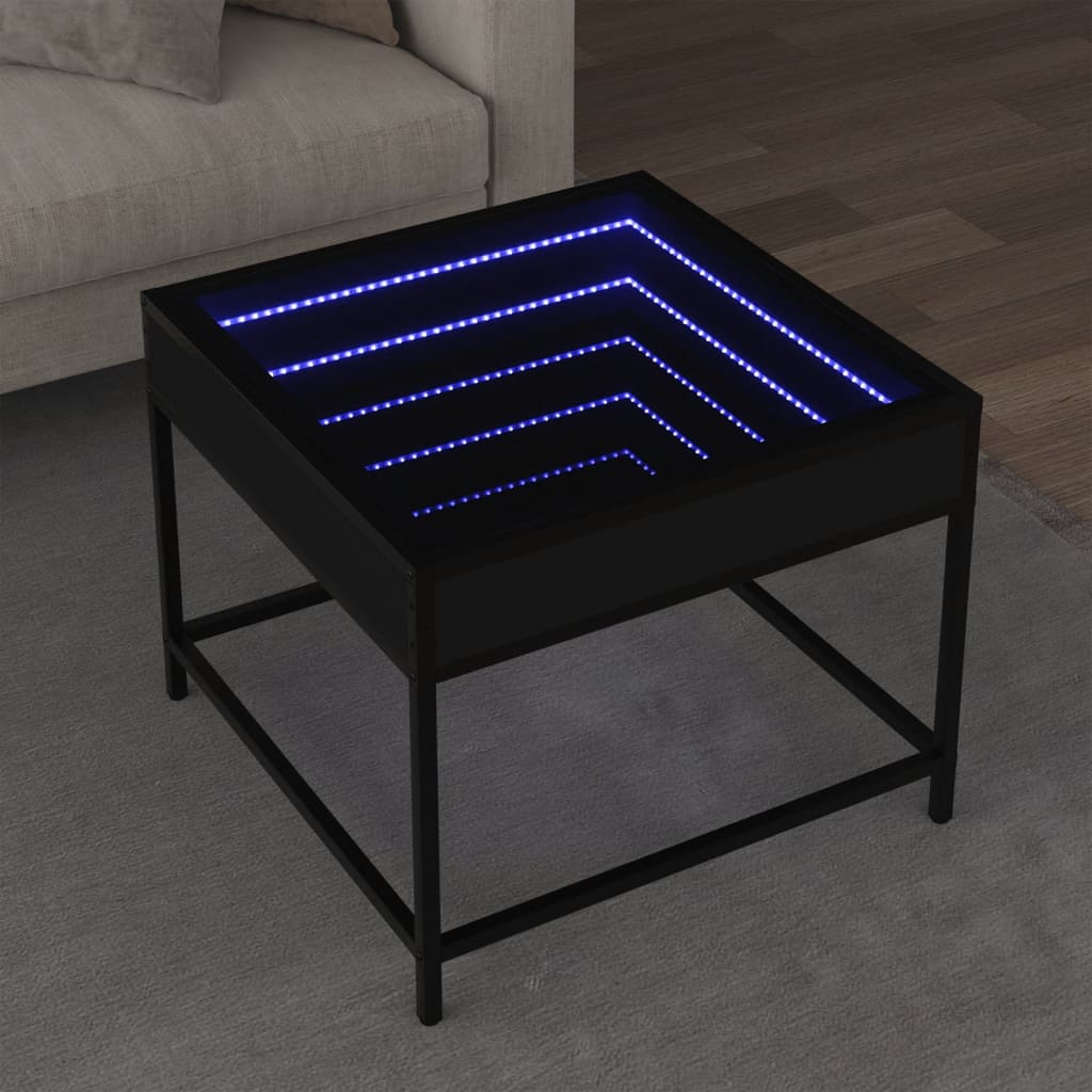 Table basse avec LED Infinity noir 50x50x41 cm Tables basses vidaXL   