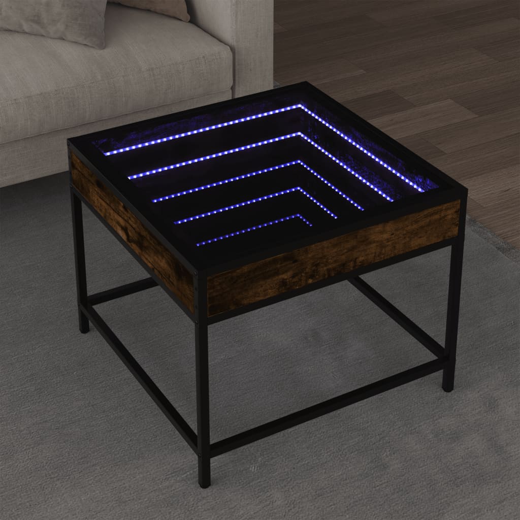 Table basse avec LED Infinity chêne fumé 50x50x41 cm Tables basses vidaXL   