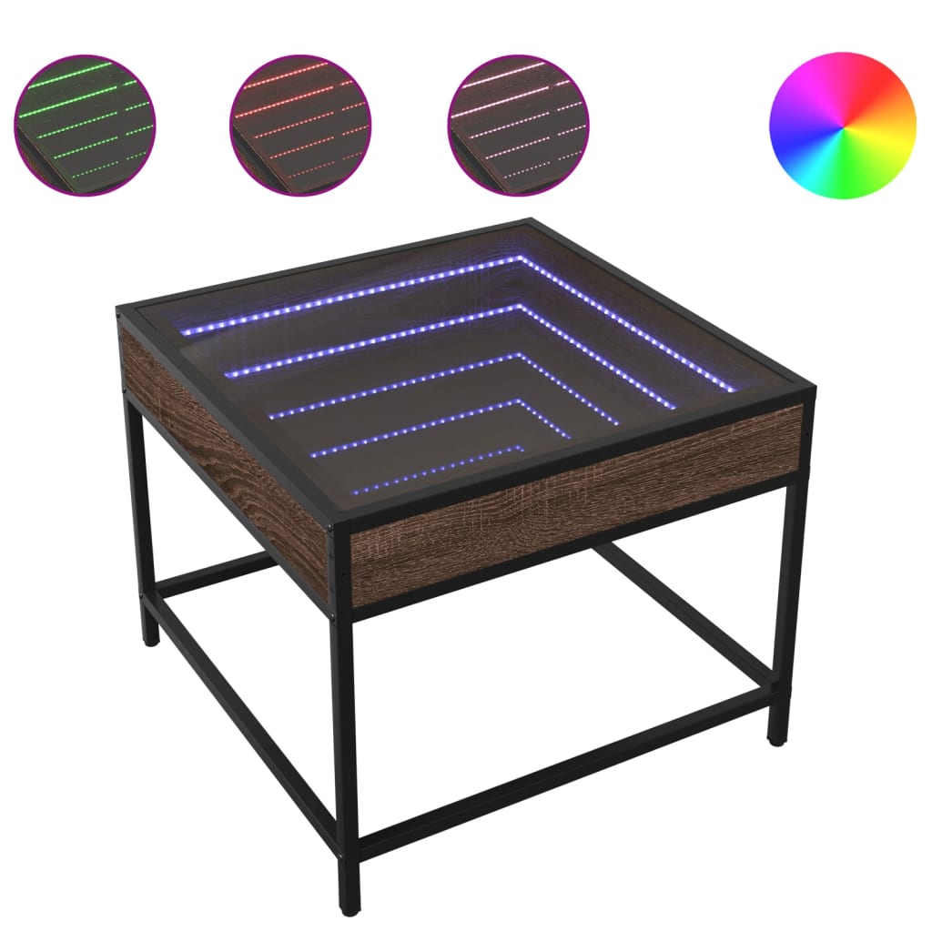 Table basse avec LED Infinity chêne marron 50x50x41 cm Tables basses vidaXL   