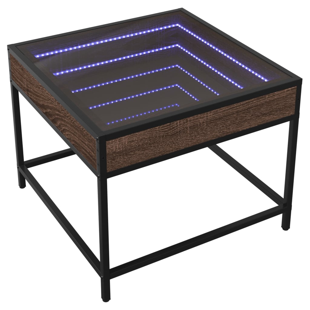 Table basse avec LED Infinity chêne marron 50x50x41 cm Tables basses vidaXL   