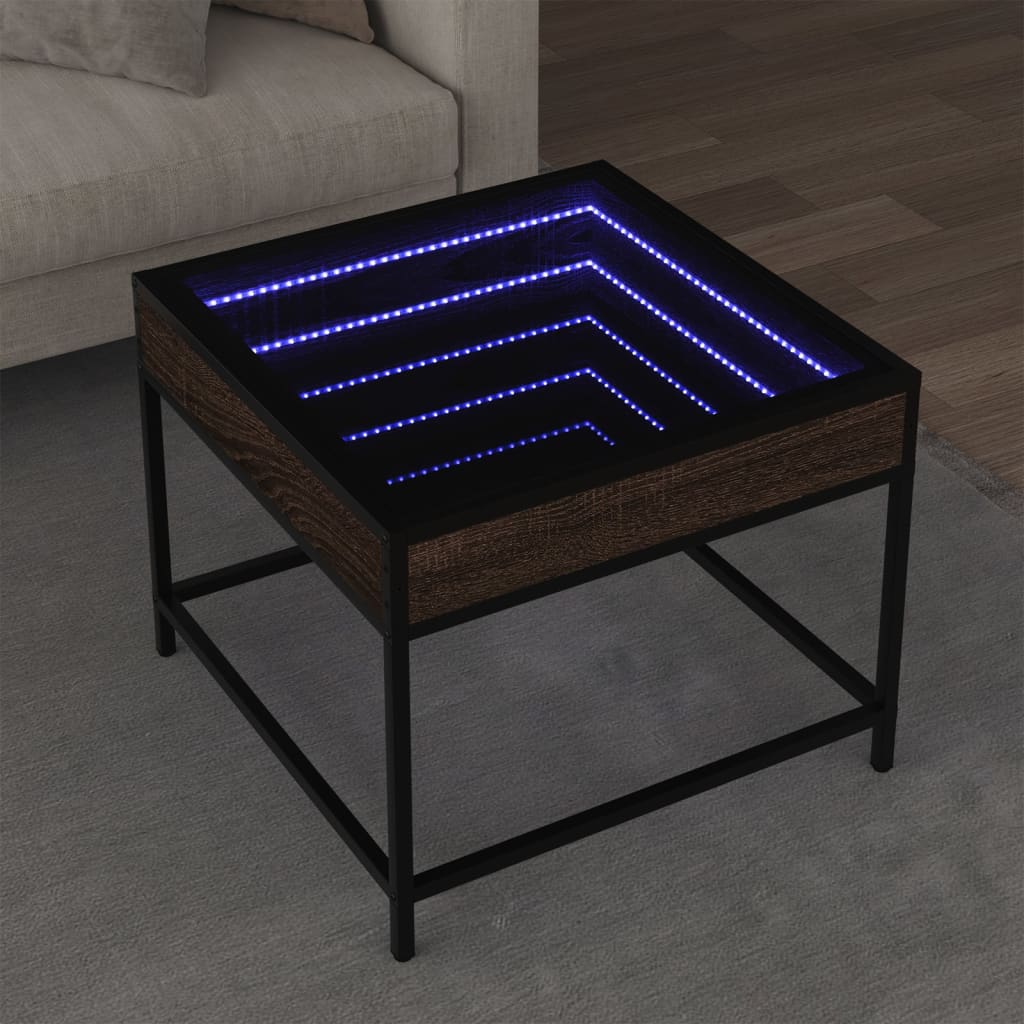 Table basse avec LED Infinity chêne marron 50x50x41 cm Tables basses vidaXL   