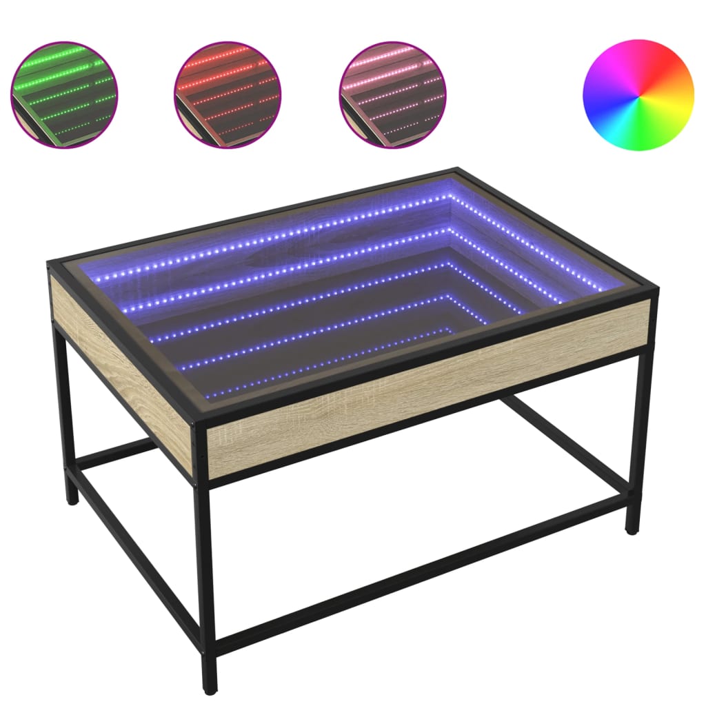 Table basse avec LED infini chêne sonoma 70x50x41 cm Tables basses vidaXL   