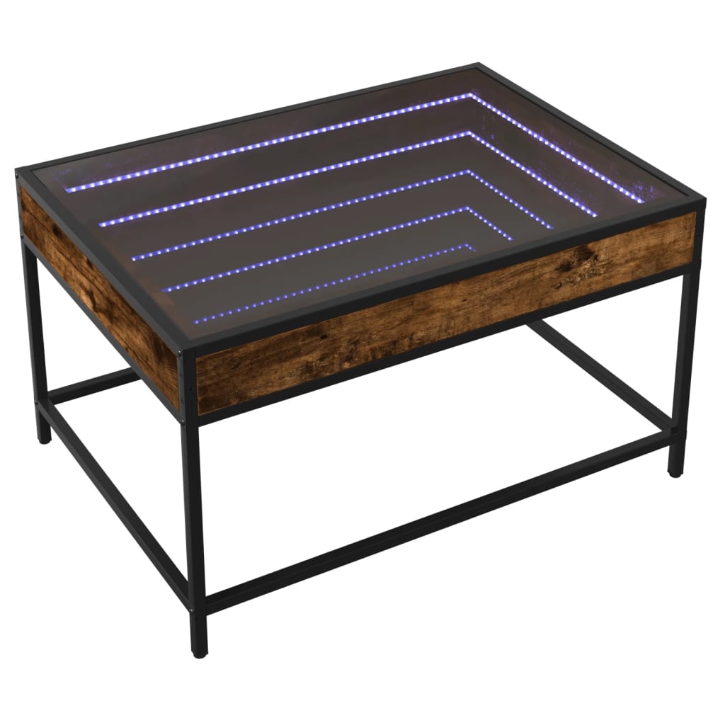 Table basse avec LED infini chêne fumé 70x50x41 cm Tables basses vidaXL   