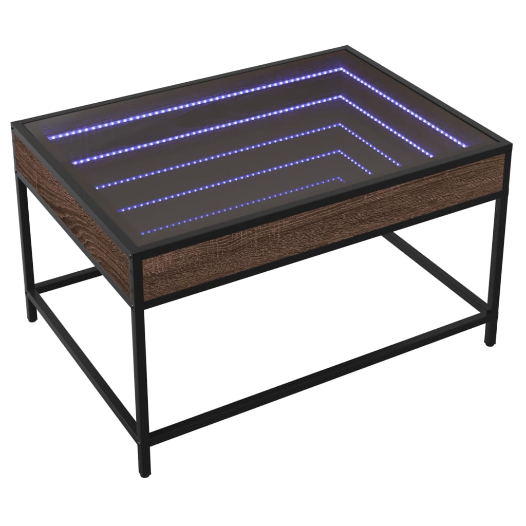 Table basse avec LED infini chêne marron 70x50x41 cm Tables basses vidaXL   