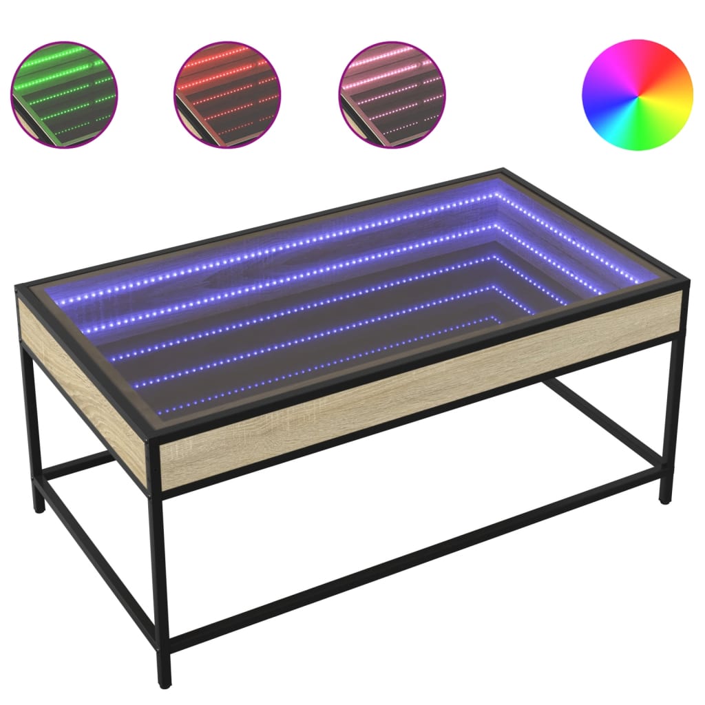 Table basse avec LED infini chêne sonoma 90x50x41 cm Tables basses vidaXL   