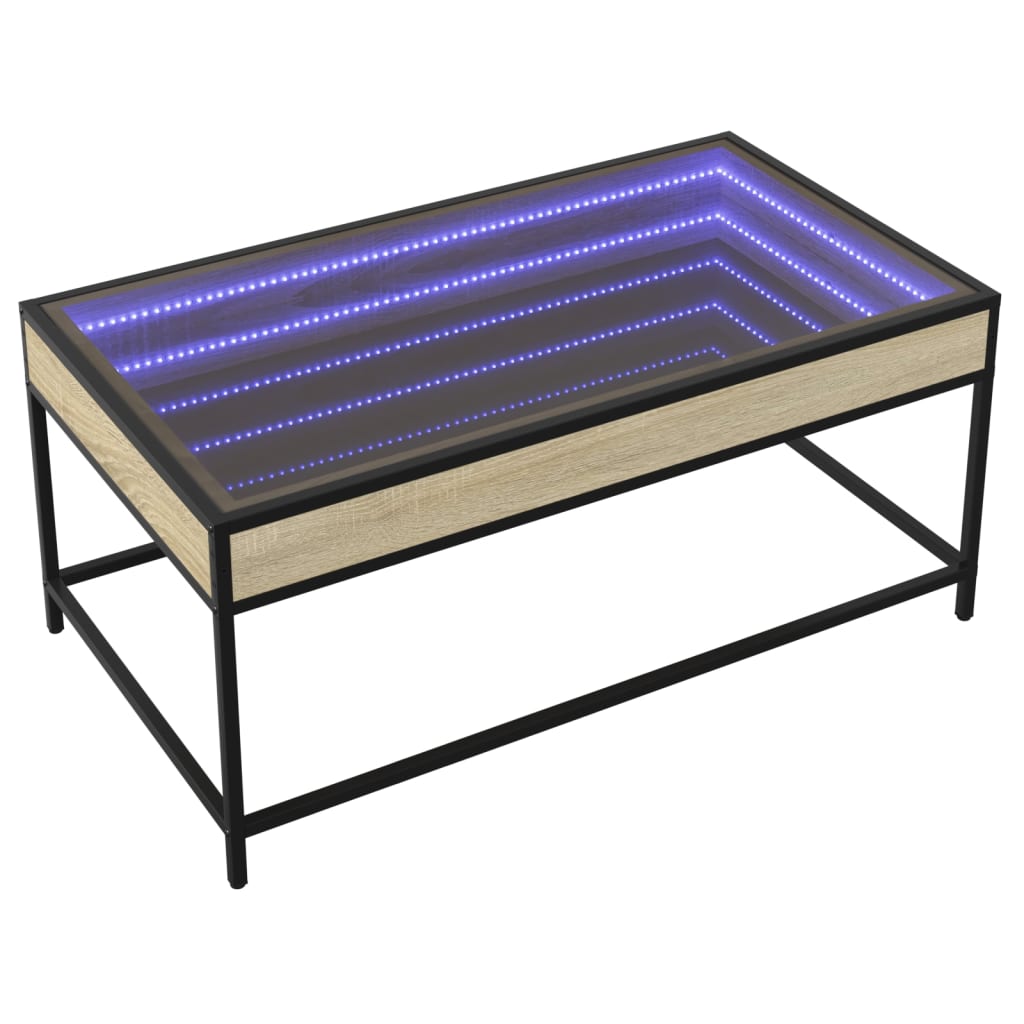 Table basse avec LED infini chêne sonoma 90x50x41 cm Tables basses vidaXL   