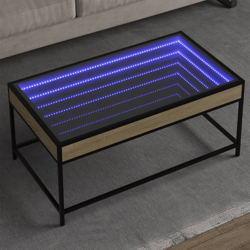 Table basse avec LED infini chêne sonoma 90x50x41 cm Tables basses vidaXL   