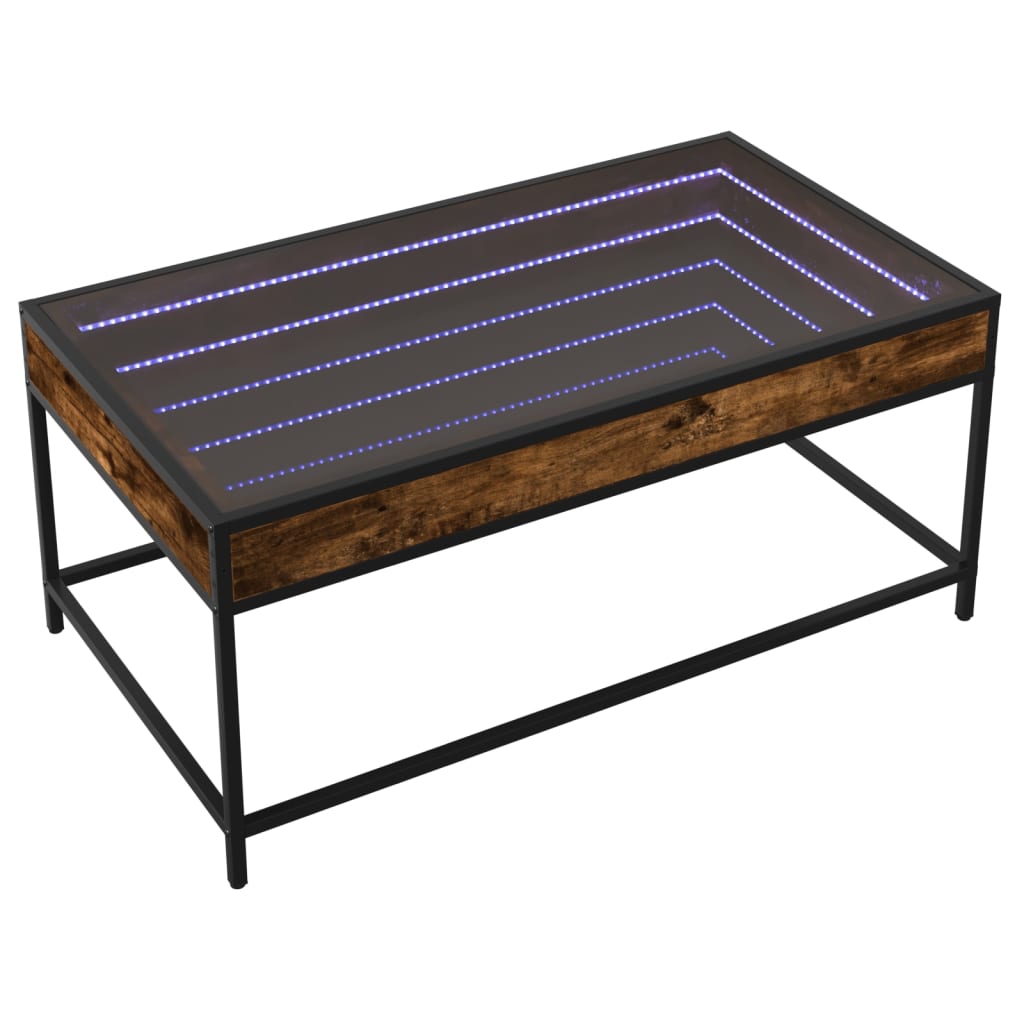 Table basse avec LED infini chêne fumé 90x50x41 cm Tables basses vidaXL   