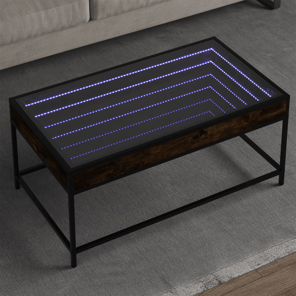 Table basse avec LED infini chêne fumé 90x50x41 cm Tables basses vidaXL   