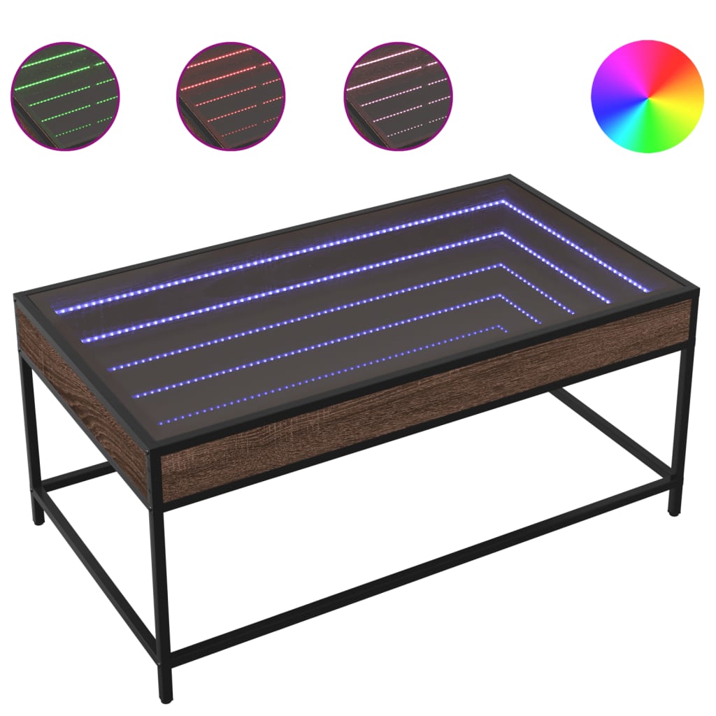 Table basse avec LED Infinity chêne marron 90x50x41 cm Tables basses vidaXL   