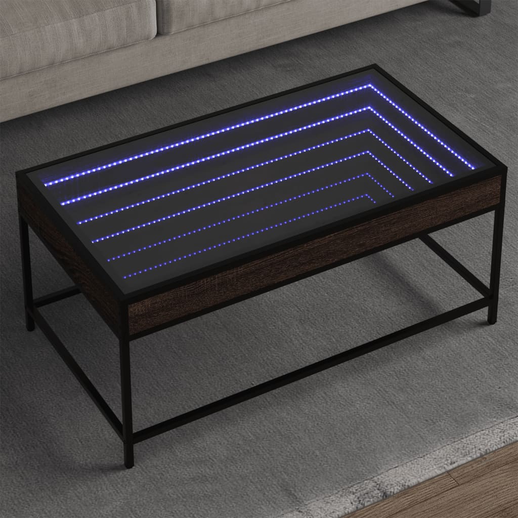 Table basse avec LED Infinity chêne marron 90x50x41 cm Tables basses vidaXL   