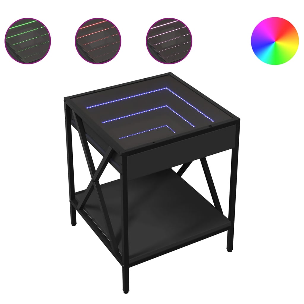 Table basse avec LED Infinity noir 40x40x49 cm Tables basses vidaXL   