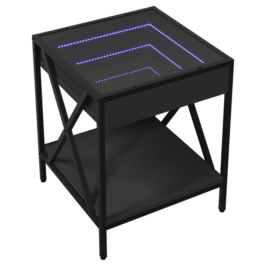 Table basse avec LED Infinity noir 40x40x49 cm Tables basses vidaXL   