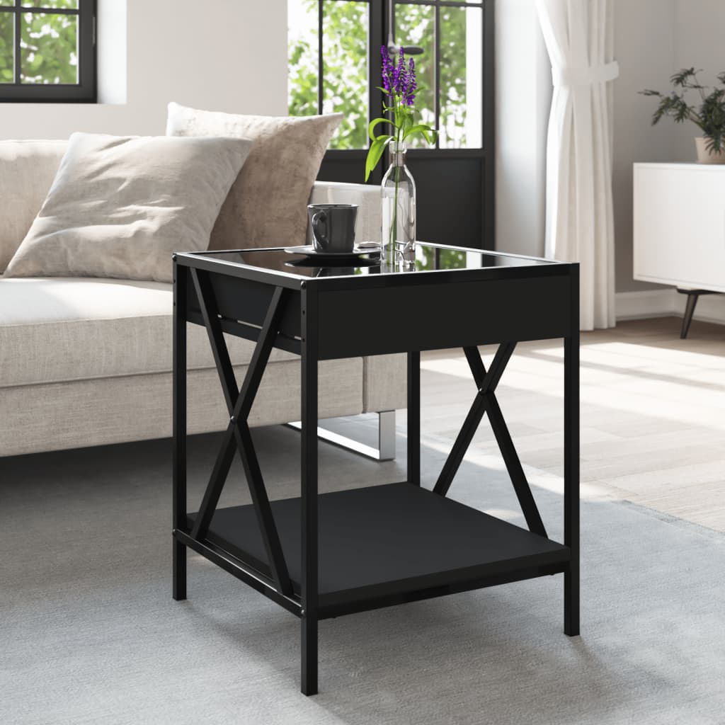 Table basse avec LED Infinity noir 40x40x49 cm Tables basses vidaXL   