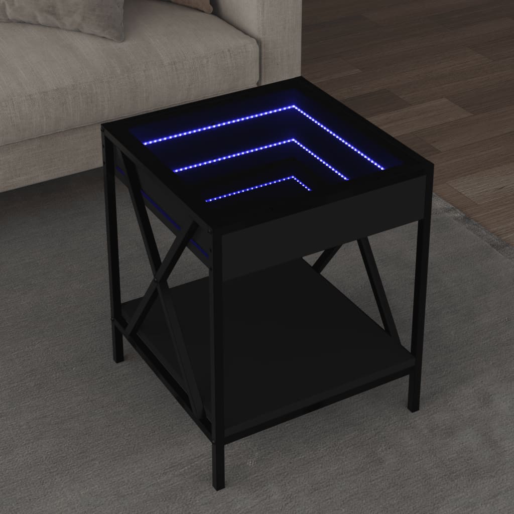 Table basse avec LED Infinity noir 40x40x49 cm Tables basses vidaXL   