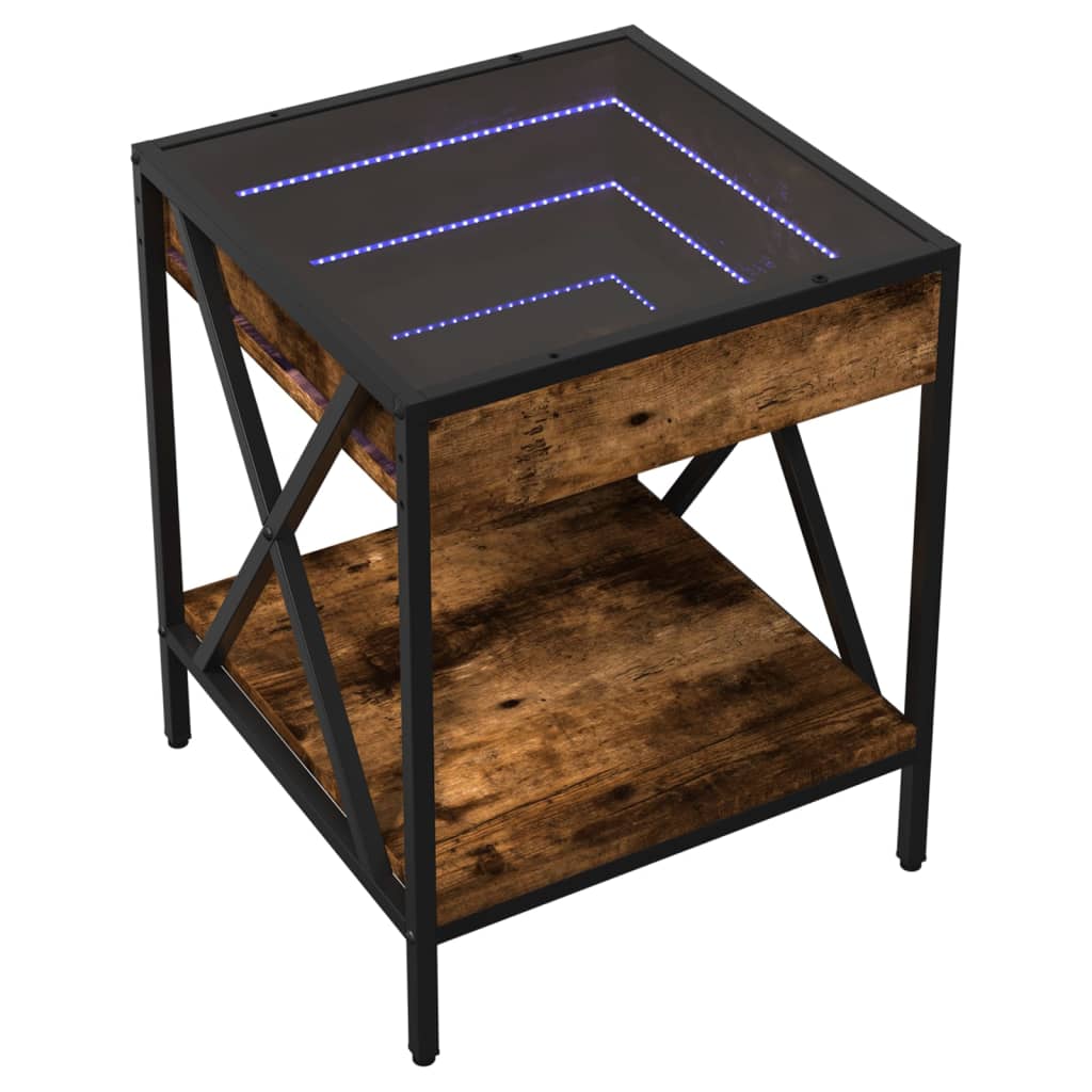 Table basse avec LED Infinity chêne fumé 40x40x49 cm Tables basses vidaXL   