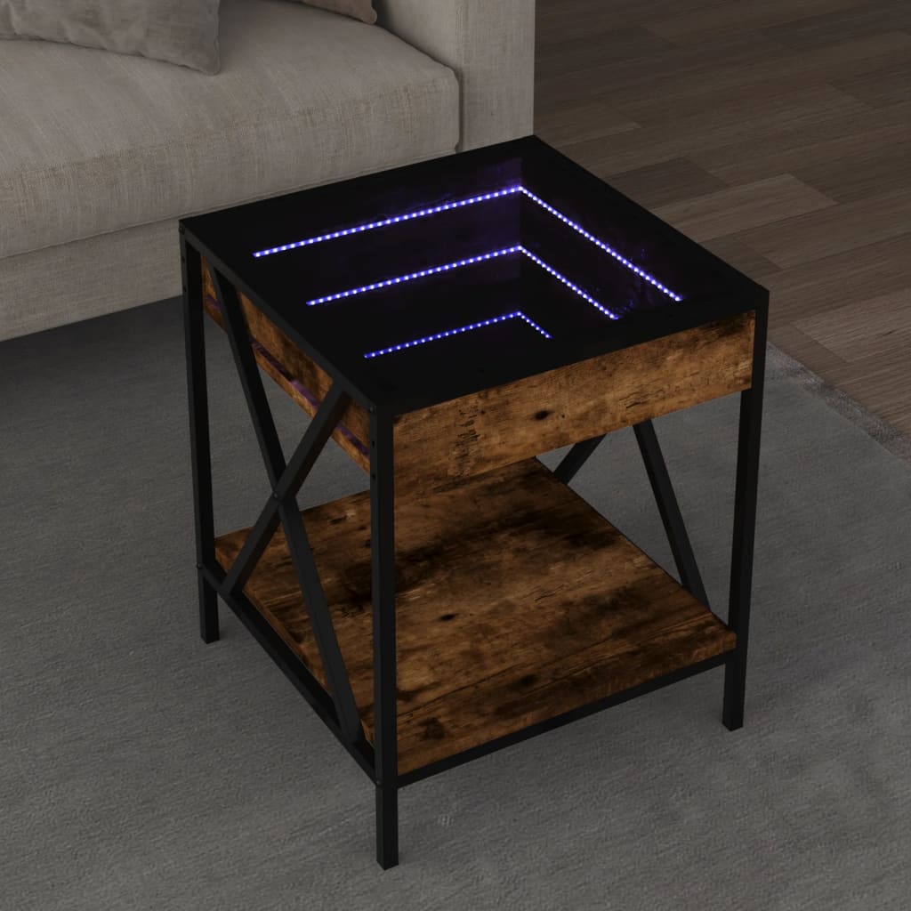 Table basse avec LED Infinity chêne fumé 40x40x49 cm Tables basses vidaXL   