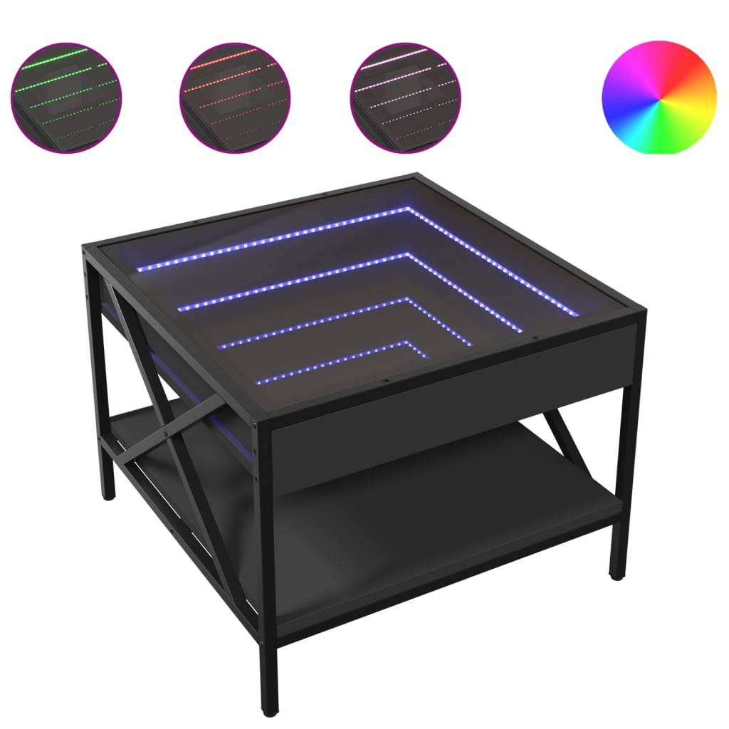 Table basse avec LED infini noir 50x50x38 cm Tables basses vidaXL   