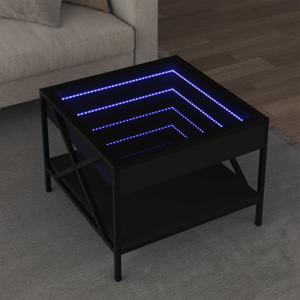 Table basse avec LED infini noir 50x50x38 cm Tables basses vidaXL   