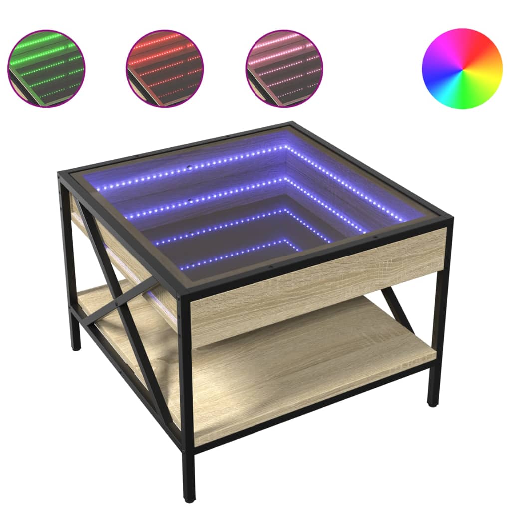 Table basse avec LED infini chêne sonoma 50x50x38 cm Tables basses vidaXL   