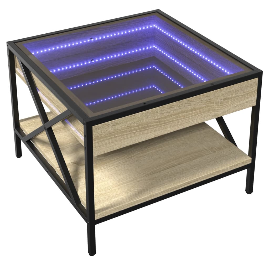 Table basse avec LED infini chêne sonoma 50x50x38 cm Tables basses vidaXL   