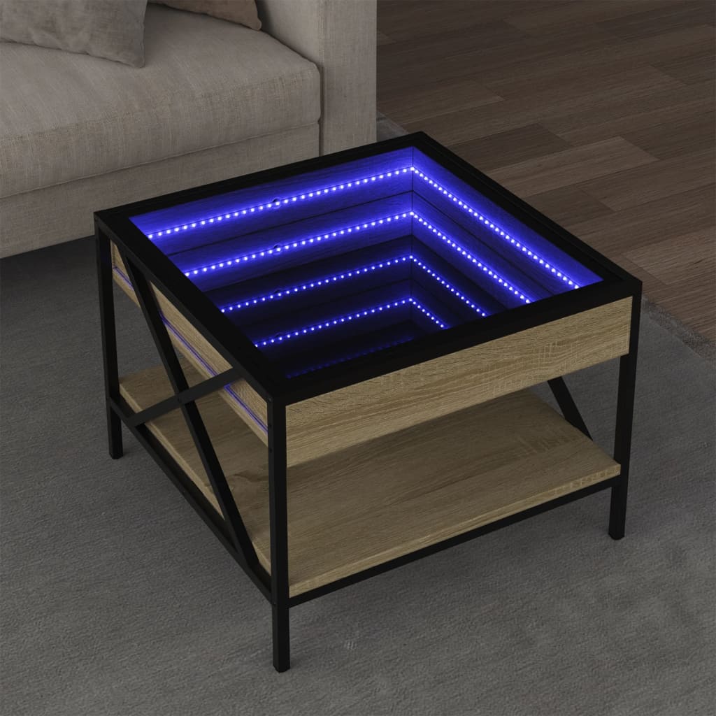 Table basse avec LED infini chêne sonoma 50x50x38 cm Tables basses vidaXL   