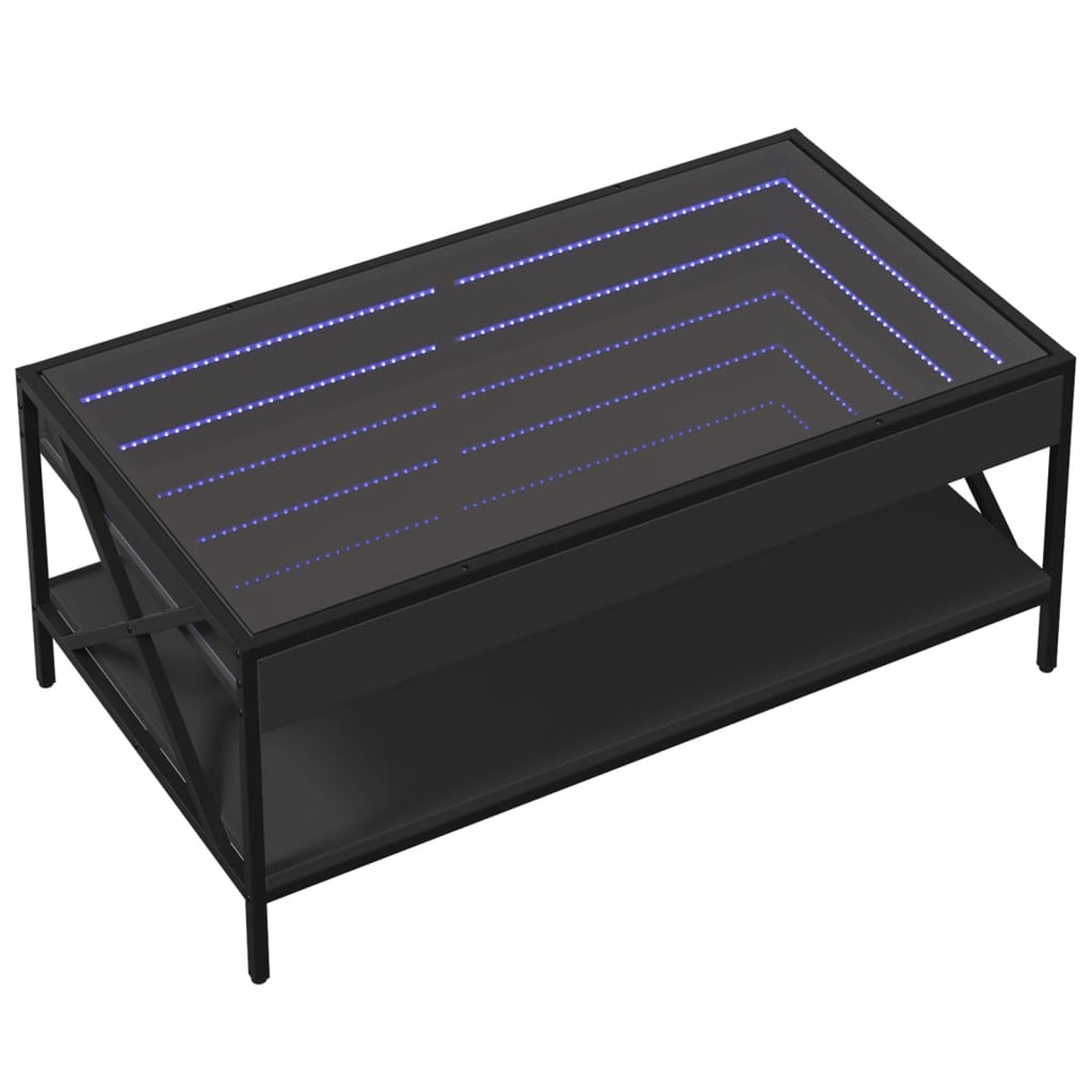 Table basse avec LED infini noir 90x50x38 cm Tables basses vidaXL   