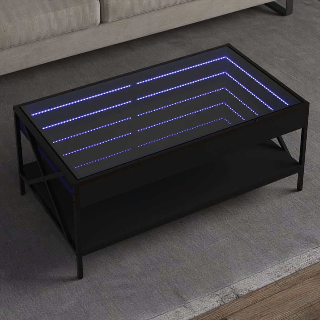 Table basse avec LED infini noir 90x50x38 cm Tables basses vidaXL   