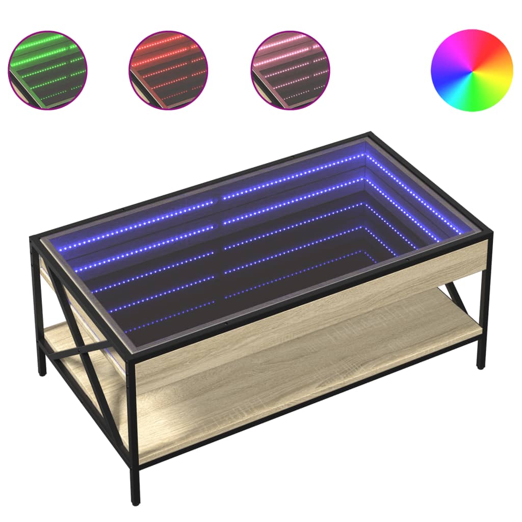 Table basse avec LED infini chêne sonoma 90x50x38 cm Tables basses vidaXL   